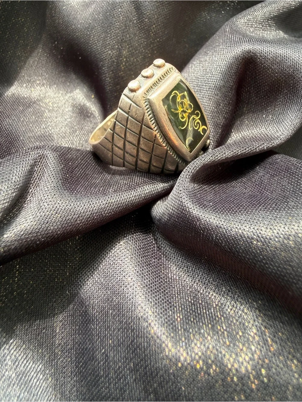Vintage 925 Sterling Silver Tribal Statement Ring Size 11.5